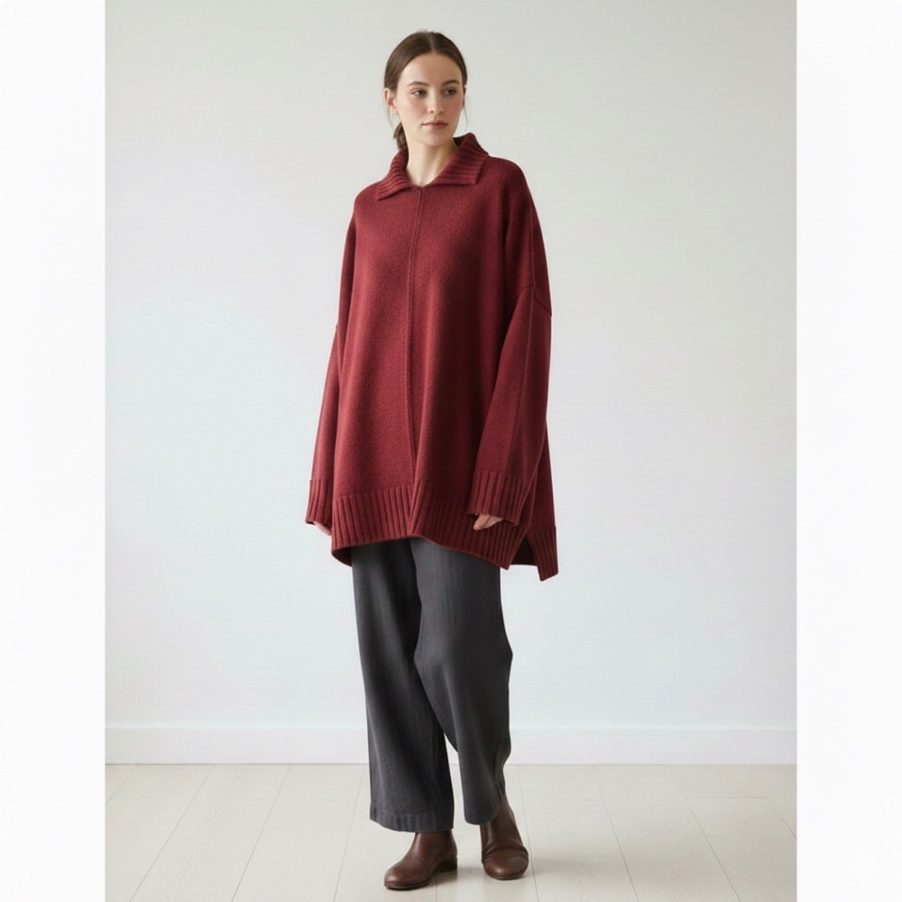 Eskandar Bergdorf Goodman Red 100% merino wool sweater OS